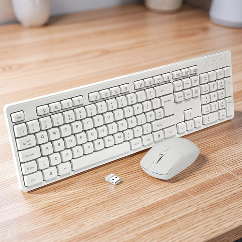 White wireless keyboard - wireless,