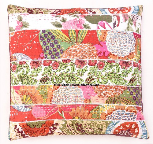 Indian kantha cushion cover - indian,