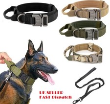 Tactical Dog Collar Military With Lead Thick Handle Adjustable Strong Training