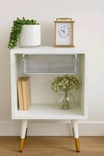Contemporary Bedside Table with Drawer in White 35cm x 25cm x 60cm