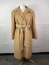 Vintage Acuascutum Beige Pure Camel Hair Trench Coat - Size UK 16