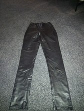 WOMENS PRIMARK LEATHER LOOK BLACK LEGGINGS SIZE XXS
