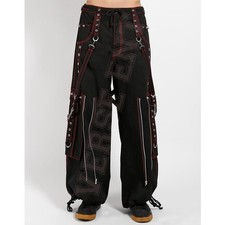 Women’s Gothic Punk Black Chain Pants Y2K Strap Trousers Techno Emo Bondage Jean