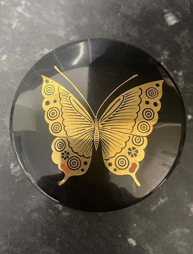 Ceramic trinket box black - black, with
