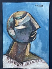 Picasso Pablo Original Painting Kunstwerk Malerei Portrait Arte Man Blue Art A23