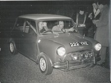 MINI RALLY CAR '222 YKE' 1960s B/W PHOTOGRAPH