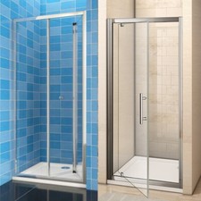 Bi fold PIVOT Shower Door Shower Enclosure 700/800/900/1000mm Clr Glass Bathroom