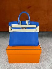 Hermes Birkin 25 Bleu Zellige Verso Novillo Palladium Hardware Handbag