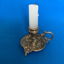 Antique Victorian Brass Candle Holder Go to Bed Decorative Ornate