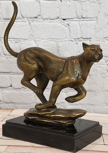 Bronze wild cat sculpture - bronze,