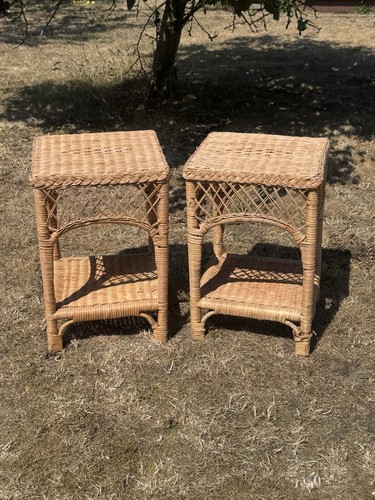 Vintage wicker side - wicker,