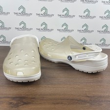 Crocs Classic Clog White/Clear Jelly Slip On Comfort Sandals Men's Size 11