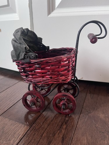 Vintage wicker baby doll pram - vintage,