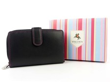 Quality Classic Ladies Soft Leather Purse Wallet by Visconti Designer Black B...