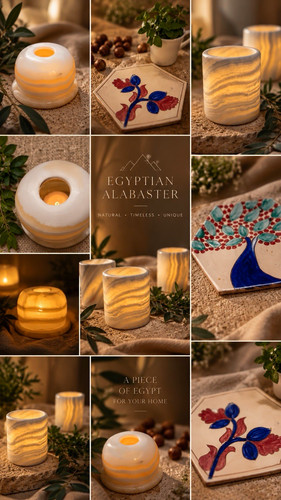Egyptian alabaster striped tea - egyptian,
