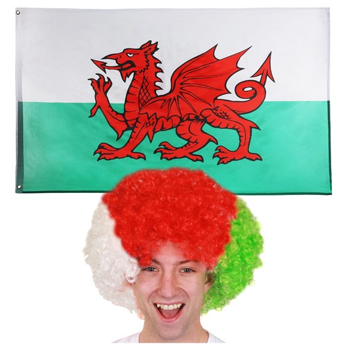 Welsh flag supporter set afro - flag,