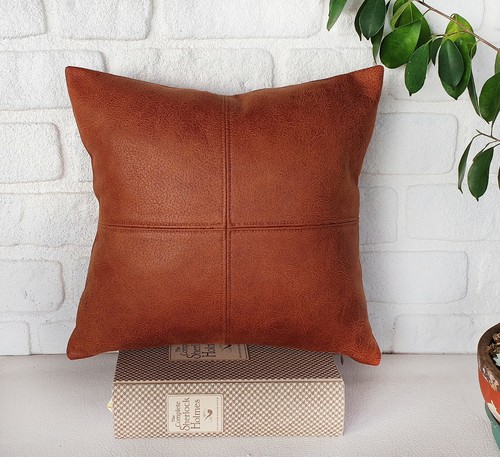 Terracotta color faux - , leather
