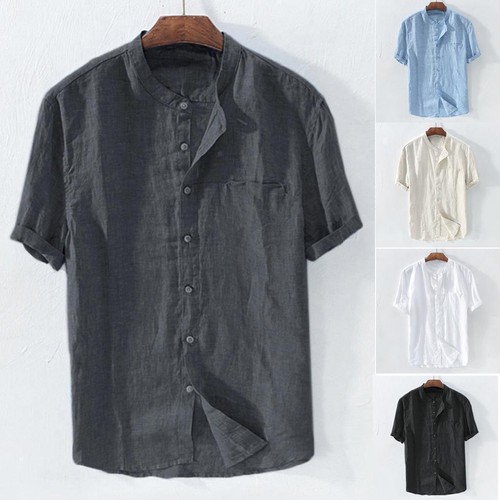 Mens grandad short - sleeve, t