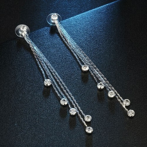 Womens silver earrings long - womens,