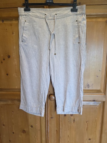 Linen blend cropped beige - linen,