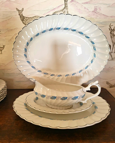 White blue decorated - white,
