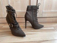 Just Fab 'Carlita' olive green faux suede high heel ankle boots. UK 8