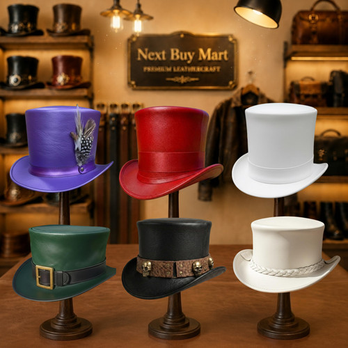 Steampunk leather top - top, hat