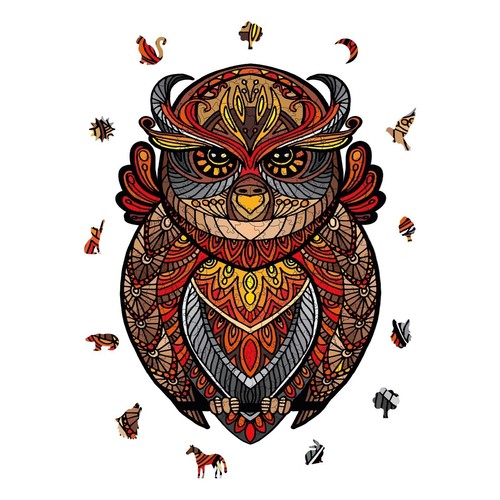 Wooden puzzles for adults owl - wooden,