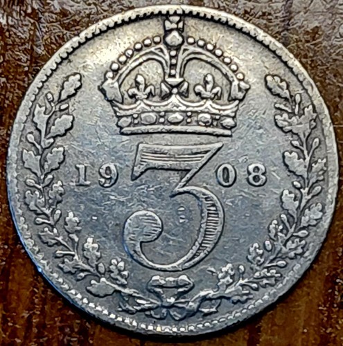 1908 silver threepence - silver, 3d