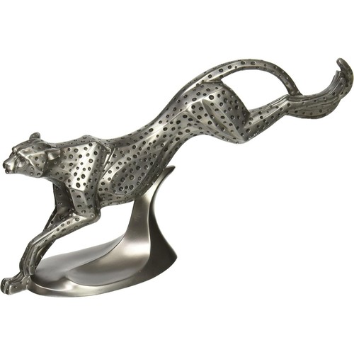 Silver cheetah solid statue - cheetah,