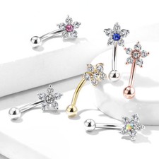 Crystal flower curved eyebrow