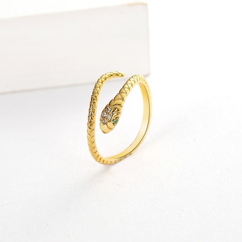 Silver snake adjustable ring - silver,