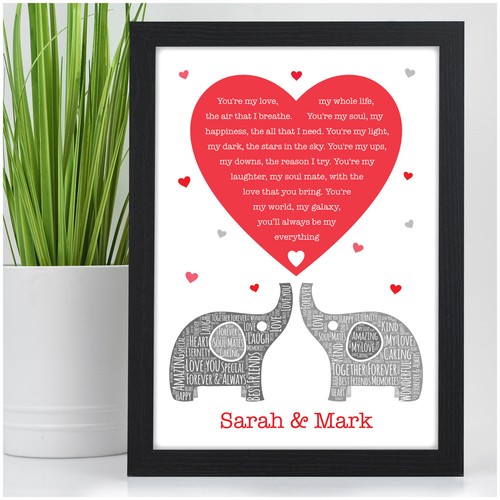 Personalised elephant couples - elephant,