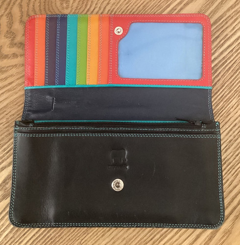Mywalit black leather fold - black, bi-fold