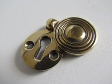 One Reeded Brass KEYHOLE ESCUTCHEON Cover to Match Beehive Knobs 9 Available