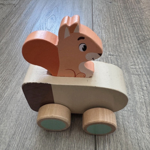 Wooden push along squirrel toy - wooden, push-along