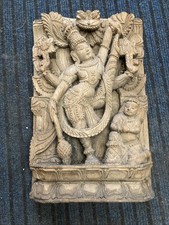 Vintage/antique Dancing Shiva Carved Wooden Plaque