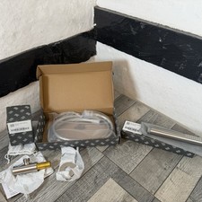 Round Brushed Nickel Metal Shower Head Outlet Holder Handset Hose NEW Bathstore