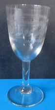 1 x vintage etched wine / sherry glass