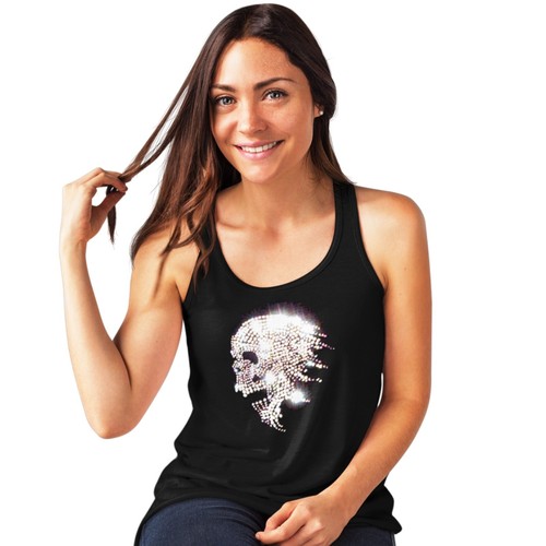 Ladies skull rhinestone vest - ladies,