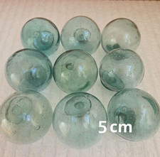 Vintage Japanese Glass Fishing Floats Set of 9 Buoy Balls 1.96 inch From Japan