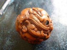 JAPANESE ORIGINAL WALNUT NETSUKE ZODIAC ANIMALS DRAGON KIMONO TOGGLE HAND CARVED