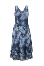 Heine Size 16 Blue Multi Sleeveless  Knee Length Summer DRESS Layered Hem £49