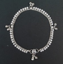 Silver coloured anklet - silver, indian