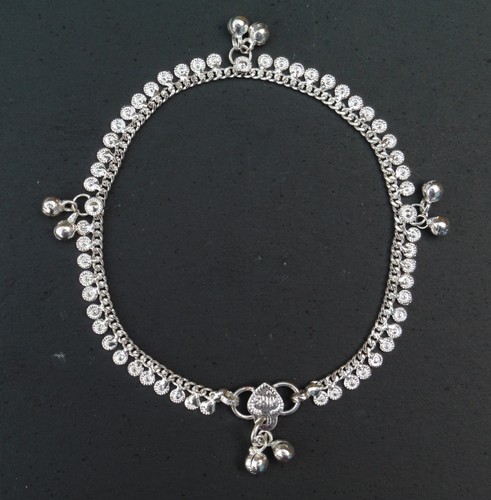 Silver coloured anklet indian - anklet,