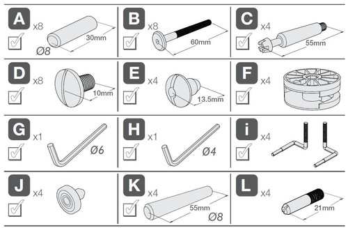 Full set fixings - full, of