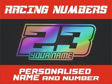 3x Custom Race Numbers and Name Oil Slick Stickers Motocross Decals MX Dirt Bike