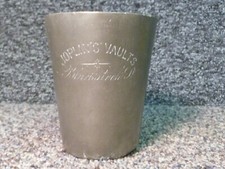 Antique Pewter Beaker Cup Engraved Joplin's Vaults Blackstock Street Half Pint 