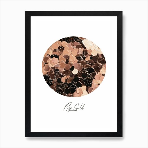 Rose gold circle art print - gold,