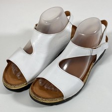 Pavers White Leather Adjustable Slingback Sandals Size 7/41